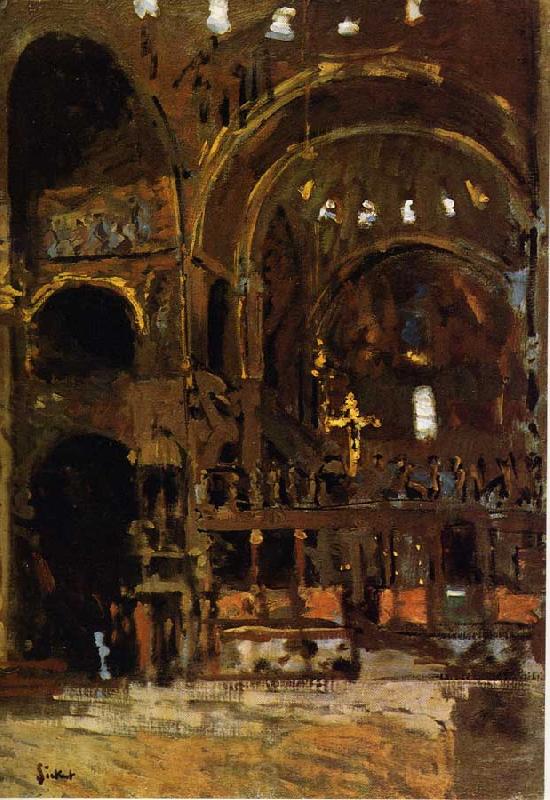 Walter Sickert Interior of St Mark's, Venice Norge oil painting art